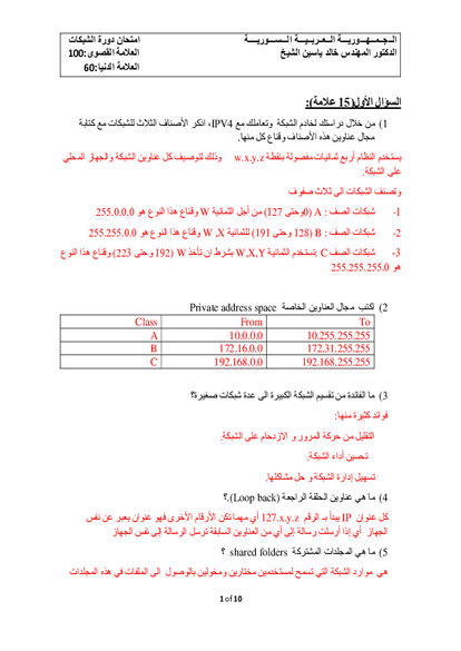 حل اسئلة في الشبكات الحاسوبية صورة كتاب