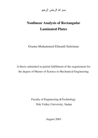 master thesis entitled Nonlinear Analysis of Rectangular  Laminated Plates صورة كتاب